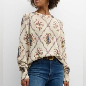 Etro Floral Paisley Trellis Print Pullover Sweater Silk Linen Quiet Luxery 40